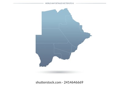 Botswana Map - World Map International vector template with High detailed including grey and blue gradient color and white outline color isolated on white background - Vector illustration eps 10