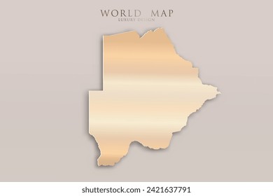 Botswana Karte - Weltkarte Internationale Vektorvorlage mit 3D, goldenes Luxusdesign inklusive Schatten auf hellem Hintergrund für Design, Bildung, Website, Infografik - Vektorgrafik eps10