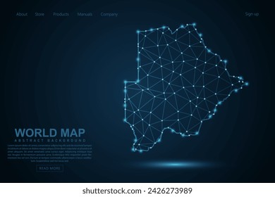 Botswana Map - World Map mash line and point scales on blue technology background. Wire Frame 3D mesh polygonal network line, design sphere, dot and structure - Vector illustration eps 10