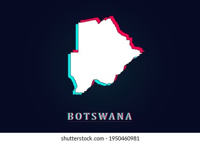 Botswana Map - World map vector template with Unique Design Abstract Digital Glitch and 3d  including blue, red and white color isolated on dark background - Vector illustration eps 10