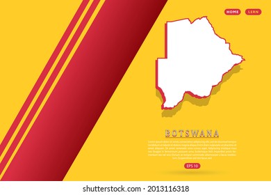 Botswana Map - World map vector template with isometric style including shadow, white and red color on yellow background for website, infographic, banner - Vector illustration eps 10