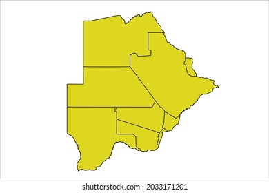 Mapa de Botsuana de color amarillo en el fondo