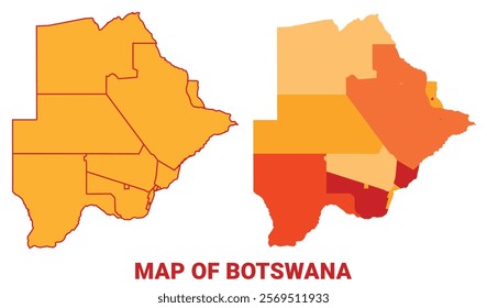 Botswana Map Yellow regions orange political map vector