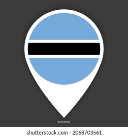 Botsuana Marker Symbol auf dunkelgrauem Hintergrund. Botsuana-Pin-Symbol einzeln auf kaum dunklem Hintergrund.