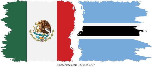 Verbindung mit Botswana und Mexiko mit Grunge-Flaggen, Vektorgrafik