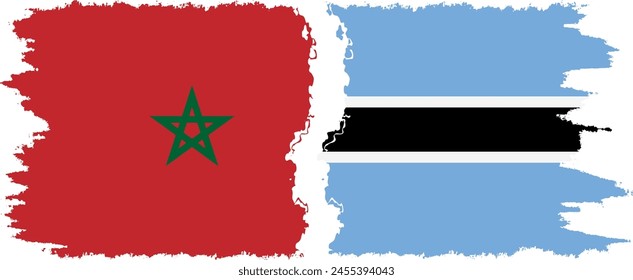 Botswana and Morocco grunge flags connection, vector