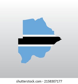 Botswana national flag in country map silhouette