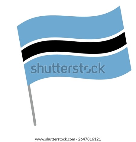 Botswana national flag flutters with flagpole