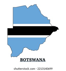 Botswana National Flag Map Design, Illustration der Botswana Country Flag in der Karte 