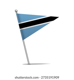 Botswana national flag. Map pin flag stuck in a white background