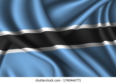 Botswana national flag of silk. Vector fabric texture