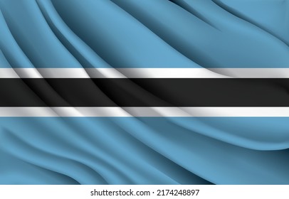 botswana national flag waving realistic vector illustration