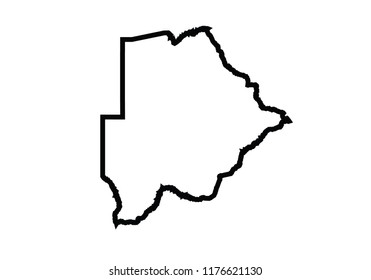 Botswana outline map country shape state borders