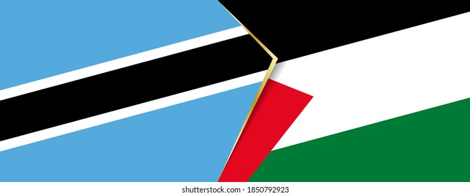 Botswana and Palestine flags, two vector flags symbol of relationship or confrontation.