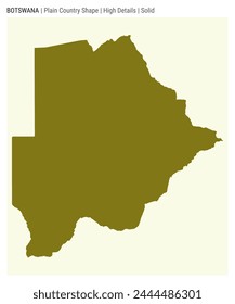 Mapa del país llano de Botswana. Detalles altos. Estilo sólido. Forma de Botswana. Ilustración vectorial.