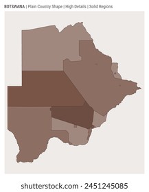 Botswana plain country map. High Details. Solid Regions style. Shape of Botswana. Vector illustration.