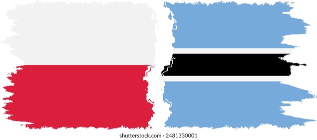 Botswana und Polen Grunge Flaggen Verbindung, Vektorgrafik