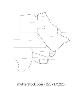 Botswana political map of administrative divisions