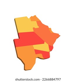 Botswana political map of administrative divisions - rural and urban districts. Map with labels.