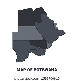 Botswana political map border of regions outline vector set