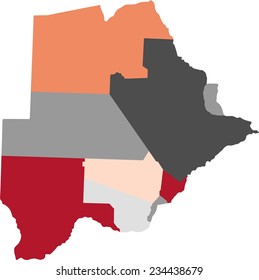Botswana political map with pastel colors.
