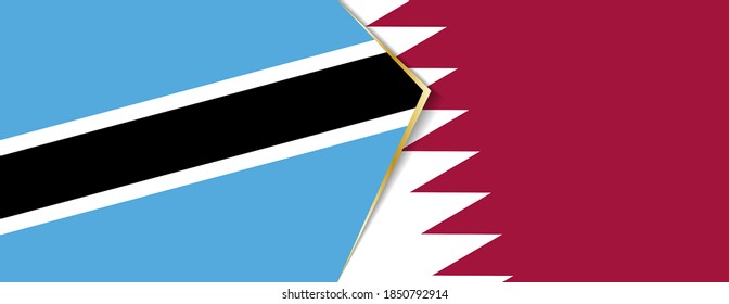 Botswana and Qatar flags, two vector flags symbol of relationship or confrontation.