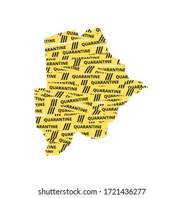Botswana Quarantine Yellow Tape country of Africa, African map illustration, vector isolated on white background