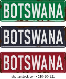 Botswana Road Sign Set Isolated On White Background