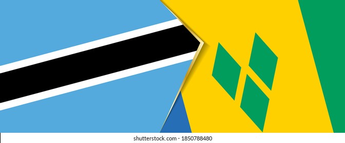 Botswana and Saint Vincent and the Grenadines flags, two vector flags symbol of relationship or confrontation.
