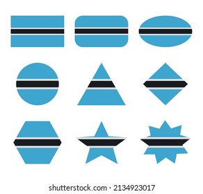 botswana set of flags with geometric shapes