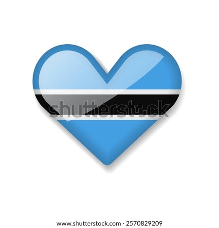 Botswana - Shiny Flag in the Form of Heart. Vector Illustration.