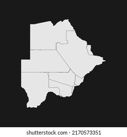 botswana soft white map with black detail and background