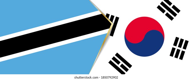 Botswana and South Korea flags, two vector flags symbol of relationship or confrontation.