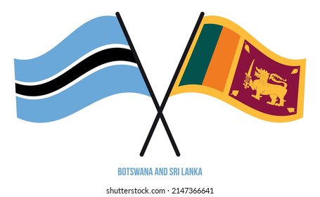 Botswana and Sri Lanka Flags Crossed And Waving Flat Style. Official Proportion. Correct Colors