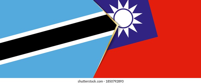 Botswana and Taiwan flags, two vector flags symbol of relationship or confrontation.