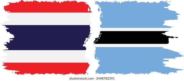 Botswana and Thailand grunge flags connection, vector