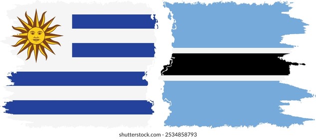 Conexión de banderas grunge de Botsuana y Uruguay, Vector