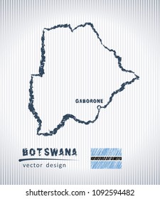 Botswana vector chalk drawing map isolated on a white background