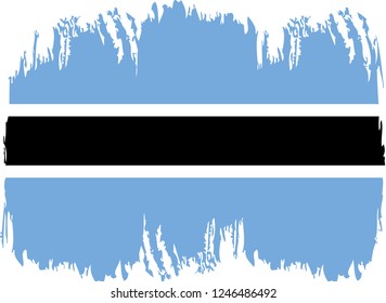 Botswana vector grunge brush stroke with  national flag. Watercolor painting flag. 