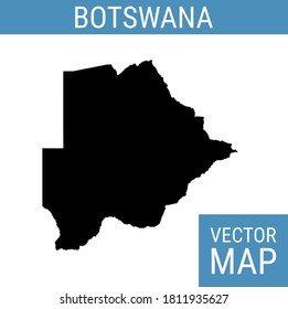 Botswana vector map with country name, black on white background.