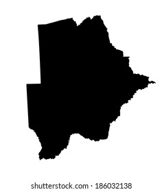 Botswana vector map silhouette illustration isolated on white background. High detailed. Country in Africa, South Africa territory state.