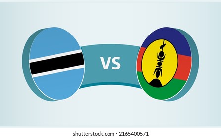 Botswana versus New Caledonia, team sports competition concept. Round flag of countries.