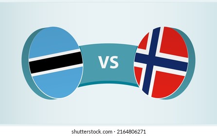 Botswana versus Norway, team sports competition concept. Round flag of countries.