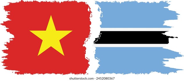 Botswana and Vietnam grunge flags connection, vector