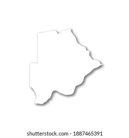 Botswana - white 3D silhouette map of country area with dropped shadow on white background. Simple flat vector illustration.