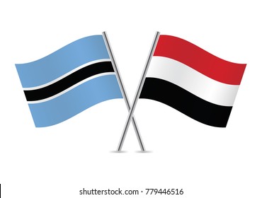 Botswana and Yemen flags. Vector illustration.