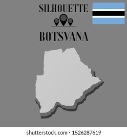Botswana,Gaborone outline world map silhouette vector illustration, creative design background, national country flag, design element, symbols from countries all continents set. 