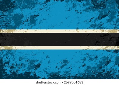 Botswanan flag brush stroke grunge style background layout. Vector illustration.