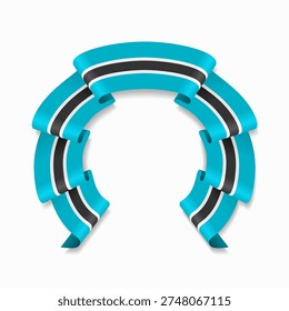 Botswanan flag circular wavy ribbon, symbolizing national pride, ideal for patriotic badges, certificates, or cultural design themes. Vector illustration.