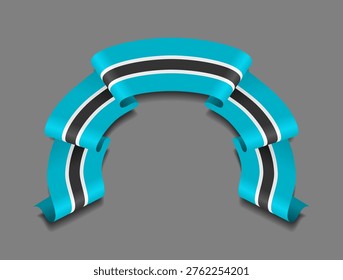 Botswanan flag circular wavy ribbon, symbolizing national pride, ideal for patriotic badges, certificates, or cultural design themes. Vector illustration.